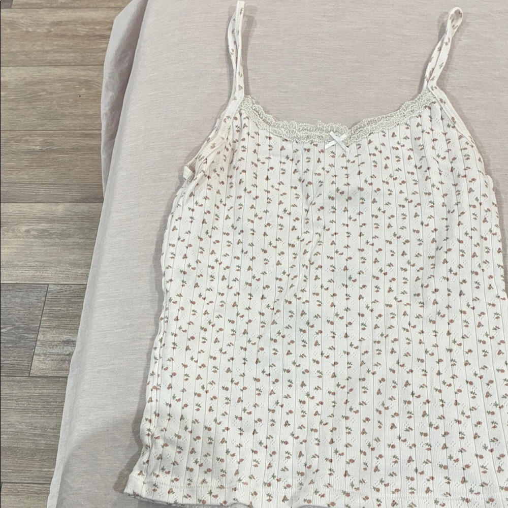 Brandy Melville Cream Floral Cami Top